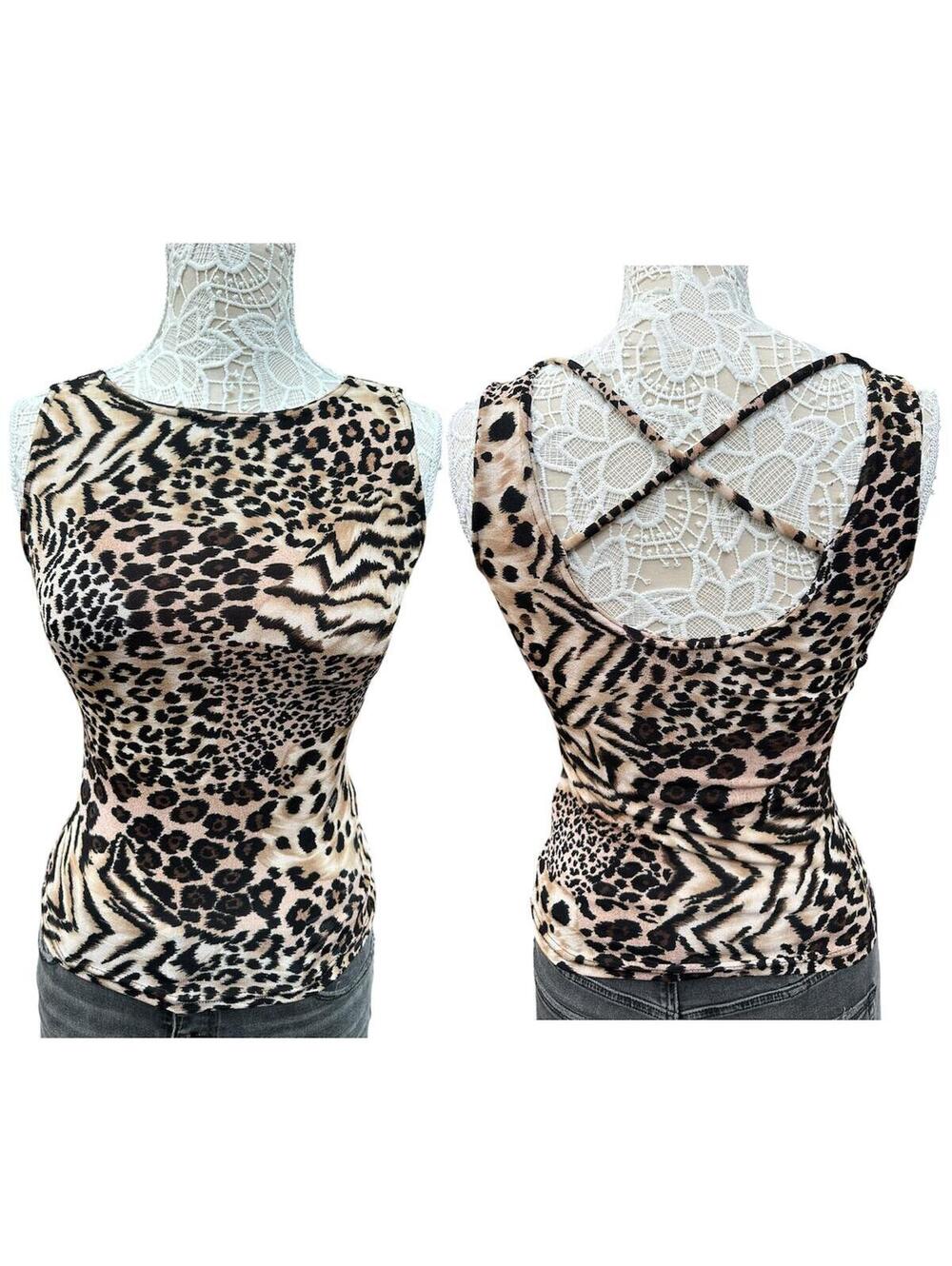 Byer‎ California Y2K Animal Print Sleeveless Tank Top Leopard Zebra Mix